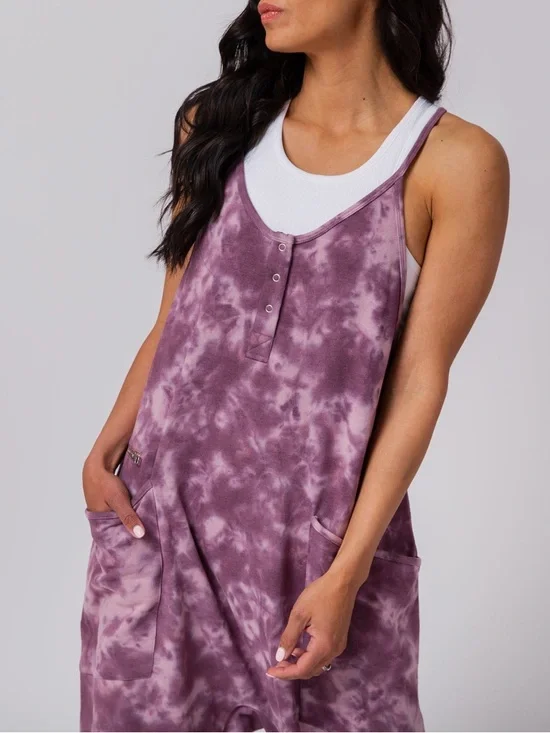 Rags Purple Tie Dye Women's Tank Romper Size Large - Picture 5 of 13